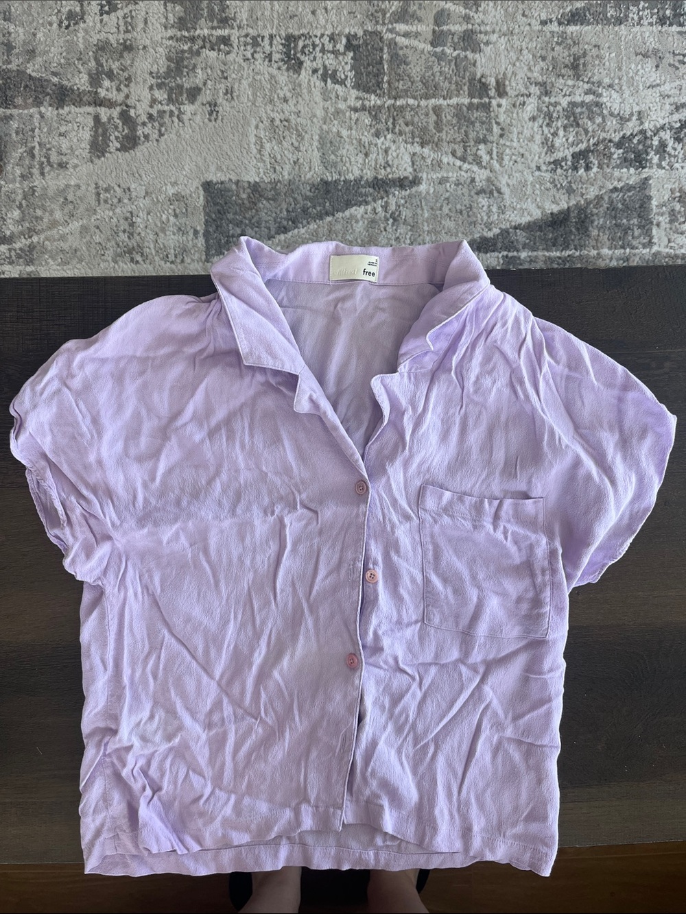 Aritzia Wilfred Free - Light Lavender Button-Up Short Sleeve Top